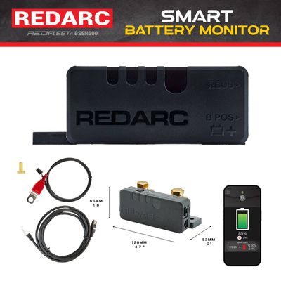 REDARC 500A 12V DC Smart Battery Monitor Bluetooth via RedVision App for Vehicle Power Systems