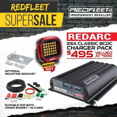 REDFLEET SUPER SALE REDARC 25A Classic BCDC1225D 12V / 24V DC to DC Dual Battery Charger Kit
