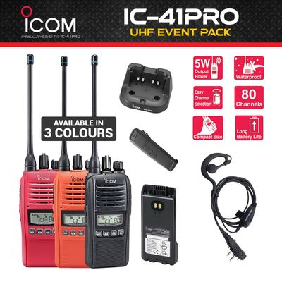 EVENT Pack - ICOM IC-41PRO UHF CB Two Way Handheld Portable Radio - 3 COLOUR Choice