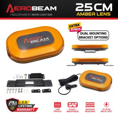 (25CM) AEROBEAM Amber L.E.D. Microbar Warning Flashing Rotating Emergency Vehicle Mini Light Bar