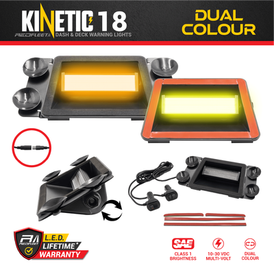 KINETIC Series 18 L.E.D. (DUAL-COLOUR) Warning Flashing Light Vehicle Covert Dash Deck Windscreen