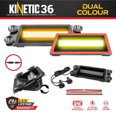 KINETIC Series 36 L.E.D. (DUAL-COLOUR) Warning Flashing Light Vehicle Covert Dash Deck Windscreen