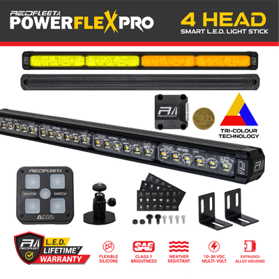 POWERFLEX-PRO 4 Head L.E.D. TRI-COLOUR Warning Directional Arrow Emergency Vehicle Light Stick Bar