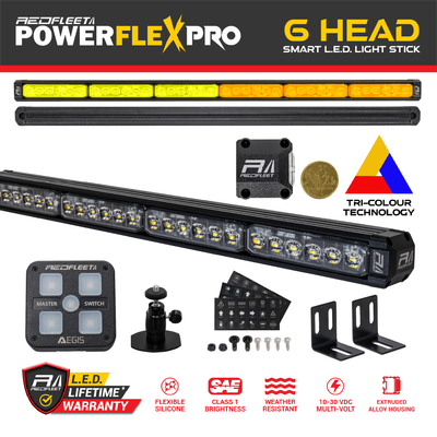 POWERFLEX-PRO 6 Head L.E.D. TRI-COLOUR Warning Directional Arrow Emergency Vehicle Light Stick Bar