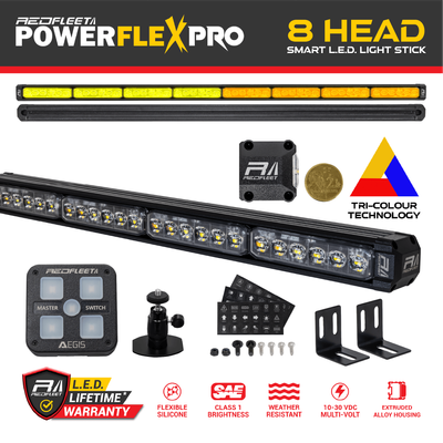 POWERFLEX-PRO 8 Head L.E.D. TRI-COLOUR Warning Directional Arrow Emergency Vehicle Light Stick Bar