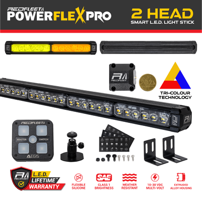 POWERFLEX-PRO 2 Head L.E.D. TRI-COLOUR Smart Warning Flashing Emergency Vehicle Light Stick Bar
