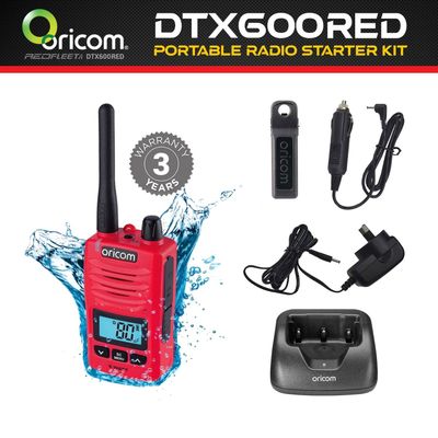 ORICOM DTX600RED IP67 5 Watt UHF CB Handheld Two Way Portable Radio Starter Kit