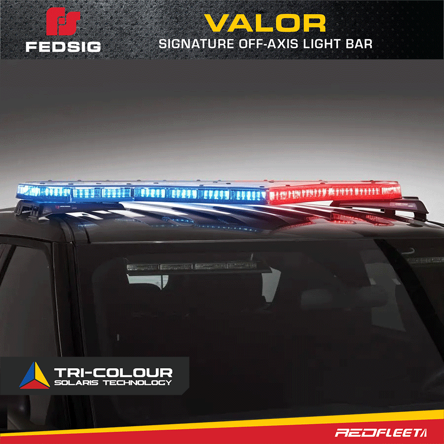 FEDSIG VALOR&reg; Tri-Colour L.E.D. Low Profile Emergency Vehicle Roof Top Warning Light Bar