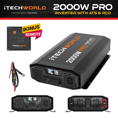 iTECHWORLD 2000W PRO Pure Sine Wave Inverter with Integrated ATS &amp; RCD