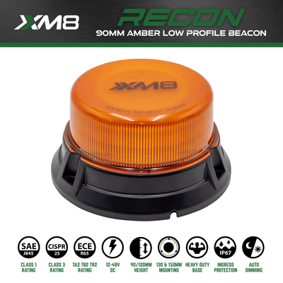 XM8 90MM AMBER L.E.D. BEACON WARNING LIGHT