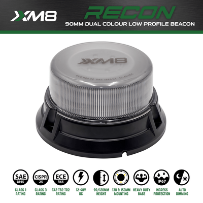 XM8 90MM FROSTED DUAL COLOUR L.E.D. BEACON WARNING LIGHT