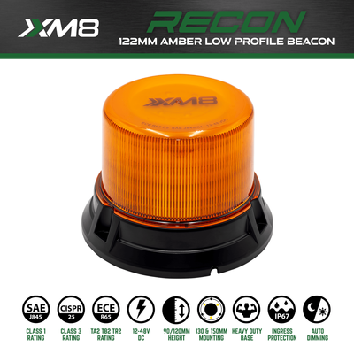 XM8 122MM AMBER L.E.D. BEACON WARNING LIGHT