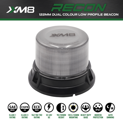 XM8 122MM FROSTED DUAL COLOUR L.E.D. BEACON WARNING LIGHT