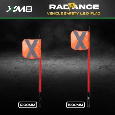 XM8 RADIANCE L.E.D. Pole Vehicle Safety Flag Mining Construction Commercial Work Utility Vehicles