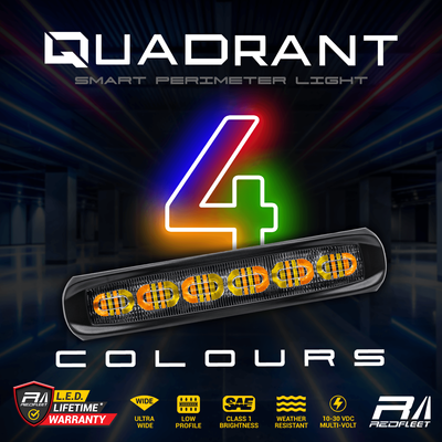 QUADRANT Quad-Color LED Surface mount Vehicle Perimeter Warning Flashing Light Amber Red Blue Yellow