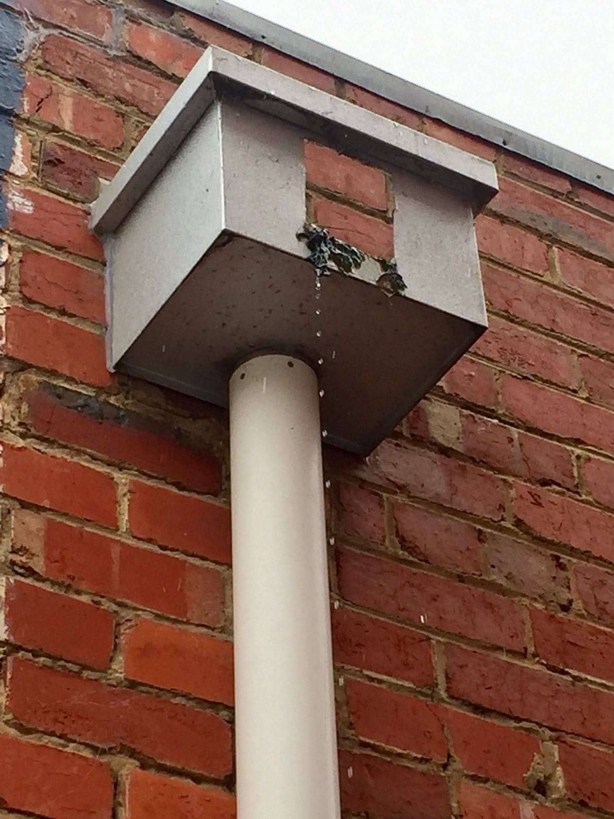 Example of a common non-compliant rain head