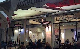 Electric outdoor heaters keep customers warm and toasty. 