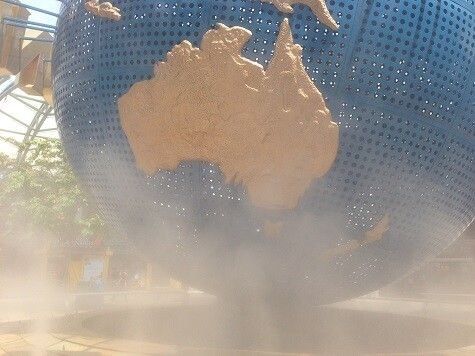 Misting system being used on a globe of Australia