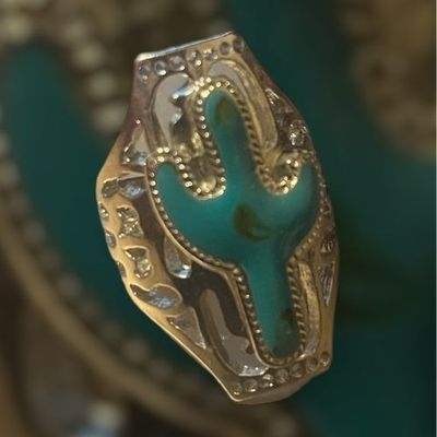 Turquoise cactus ring