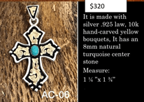 Cross Pendant with turquoise stone