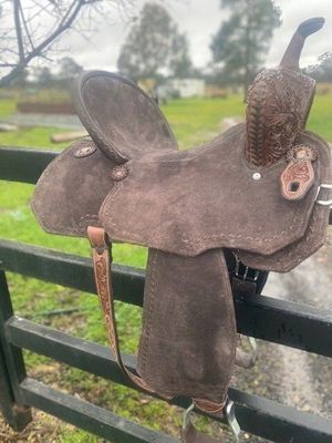 Lightweight Barrel Saddle with floral tooled swells and cantel