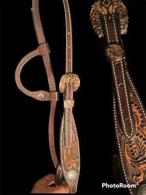 Floral tooled one eared bridle