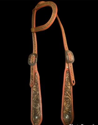 One eared leather bridle- Red inlay