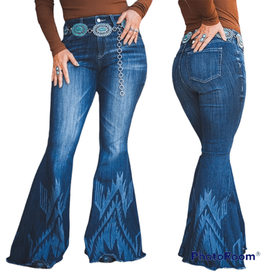 Pre-order Ladies flare Aztec Jeans