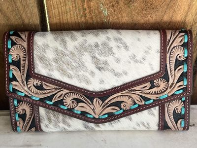 Tooled wallet with cowhide