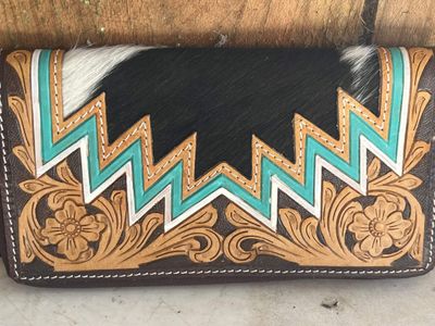 Aztec design wallet with cowhide