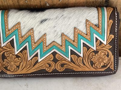 Aztec design ladies cowhide wallet