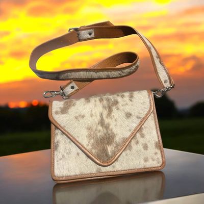 Cream speckle cowhide purse/ handbag