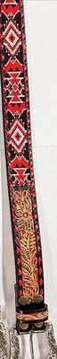 Red &amp; White Aztec beaded belt with floral tooling