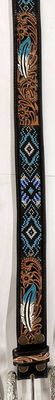 Tooled feather belt with beaded Aztec