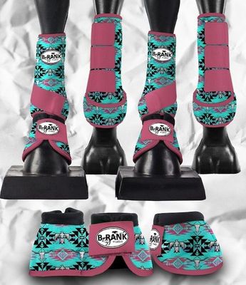 Aztec with bull skull horse boots (Set of 4 with bells)