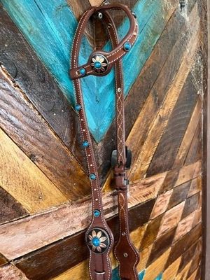 One eared bridle with turquoise stones