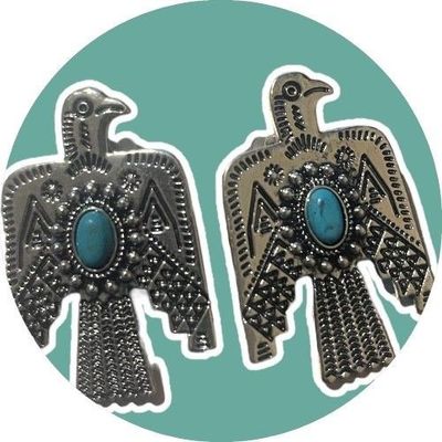 Thunderbird earrings with turquoise stone