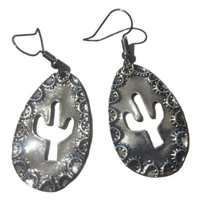 Silver earrings with cactus