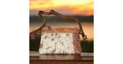 Sunflower cowhide purse