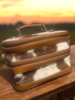 Cowhide makeup bag