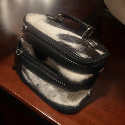 Cowhide makeup bag