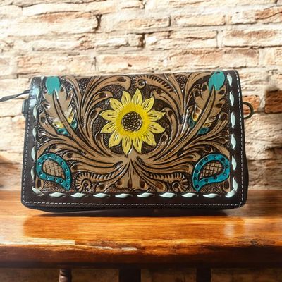 The &lsquo;Sunflower&rsquo; tooled purse