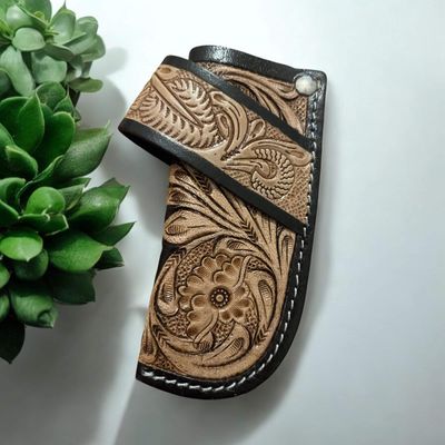 Pocket knife holder- floral tooling