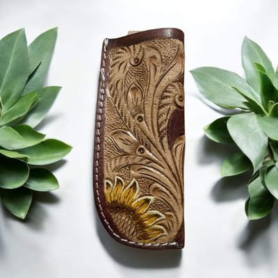 Pocket knife holder- sunflower tooling