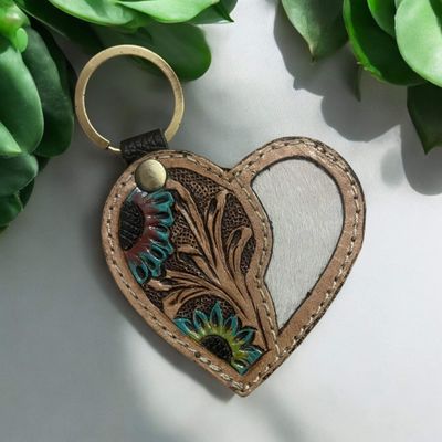 Heart key ring- flower tooling