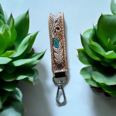 Feather tooled keyring