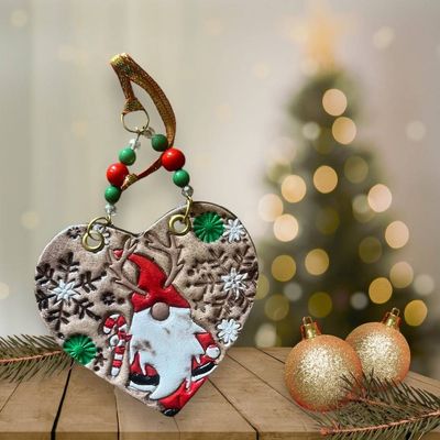 Christmas tree decorations- heart w/santa