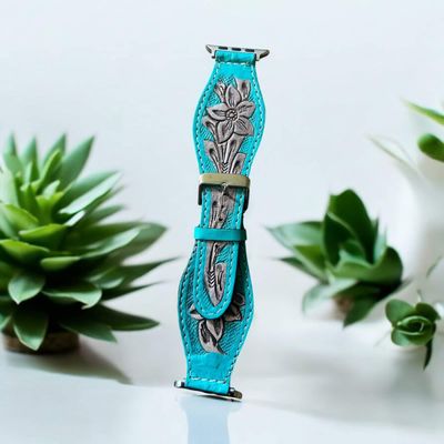 Iwatch band- turquoise with floral tooling