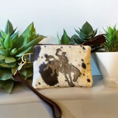 Cowhide purse- saddle bronc