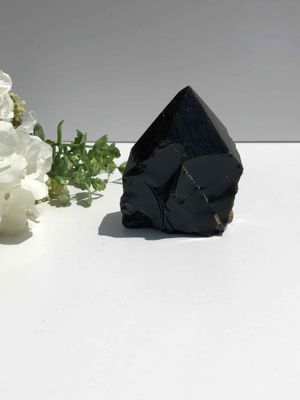 Black Obsidian Half Polished Point